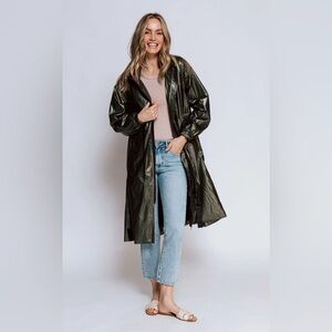 ZHRILL Women's Green Metallic Rain Jacket Size XS